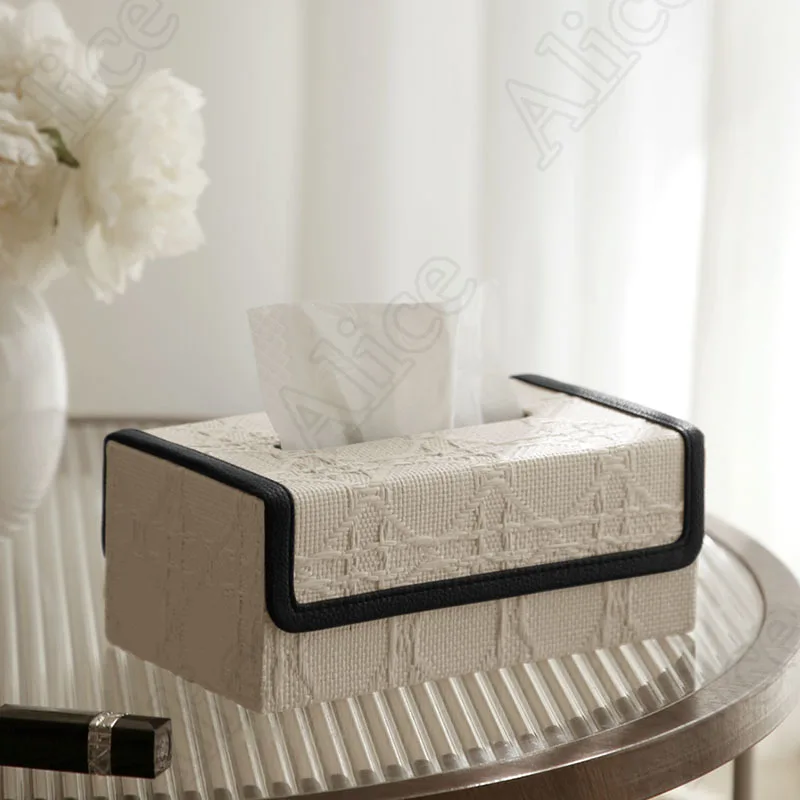 Modern Weaving Texture Leather Tissue Box Dining Table Decor Napkin Holder Living Room Tissue Boxes Ornament Home Decoration