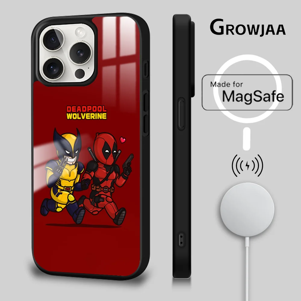 Lustige Deadpool & Vielfraß Handy hülle für iPhone 16 15 14 13 12 11 Pro Max plus Mini neue Magsafe Spiegel drahtlose Magnet abdeckung