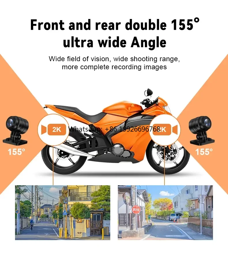 

High Quality HD 2K Waterproof Mini Dual camer Motorcycle Dash Cam DVR camer with Wifi GPS manufacturer