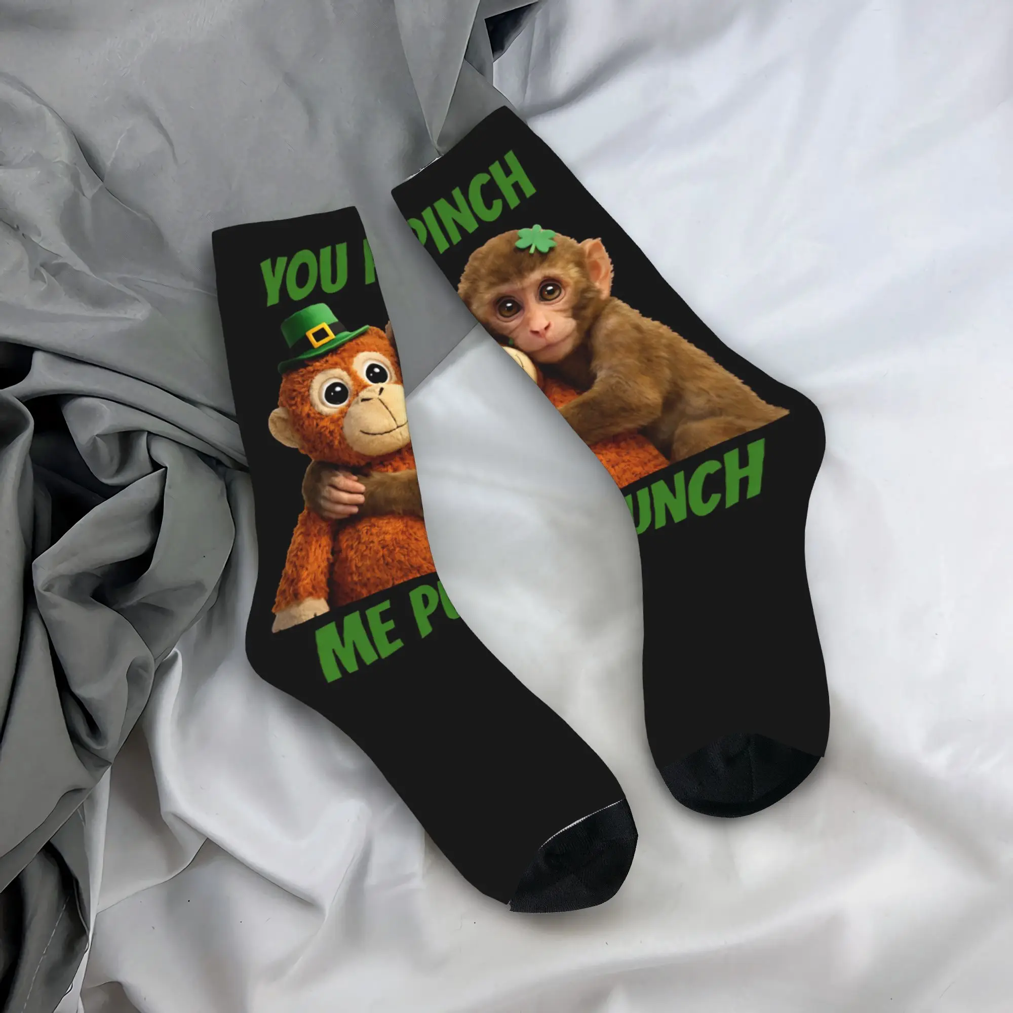 

Winter Warm Retro Men's Women's Punch Monkey Cute Socks Sweat Absorbing Crew Socks