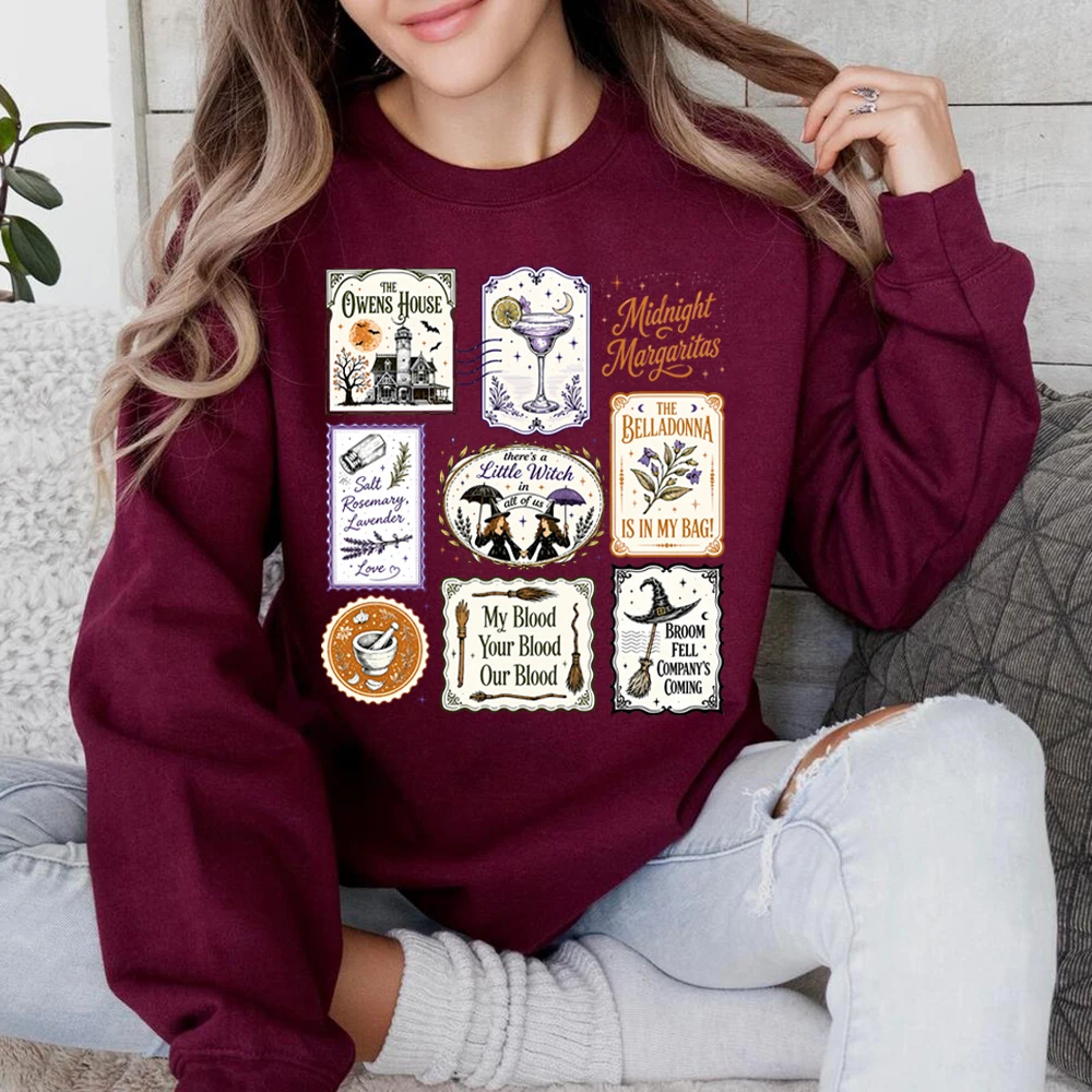 2026 Midnight Margaritas Sweatshirt Practical Magic Halloween Movie Pullover Girls Will Be Girls Jumper Spooky Season Sweatshirt