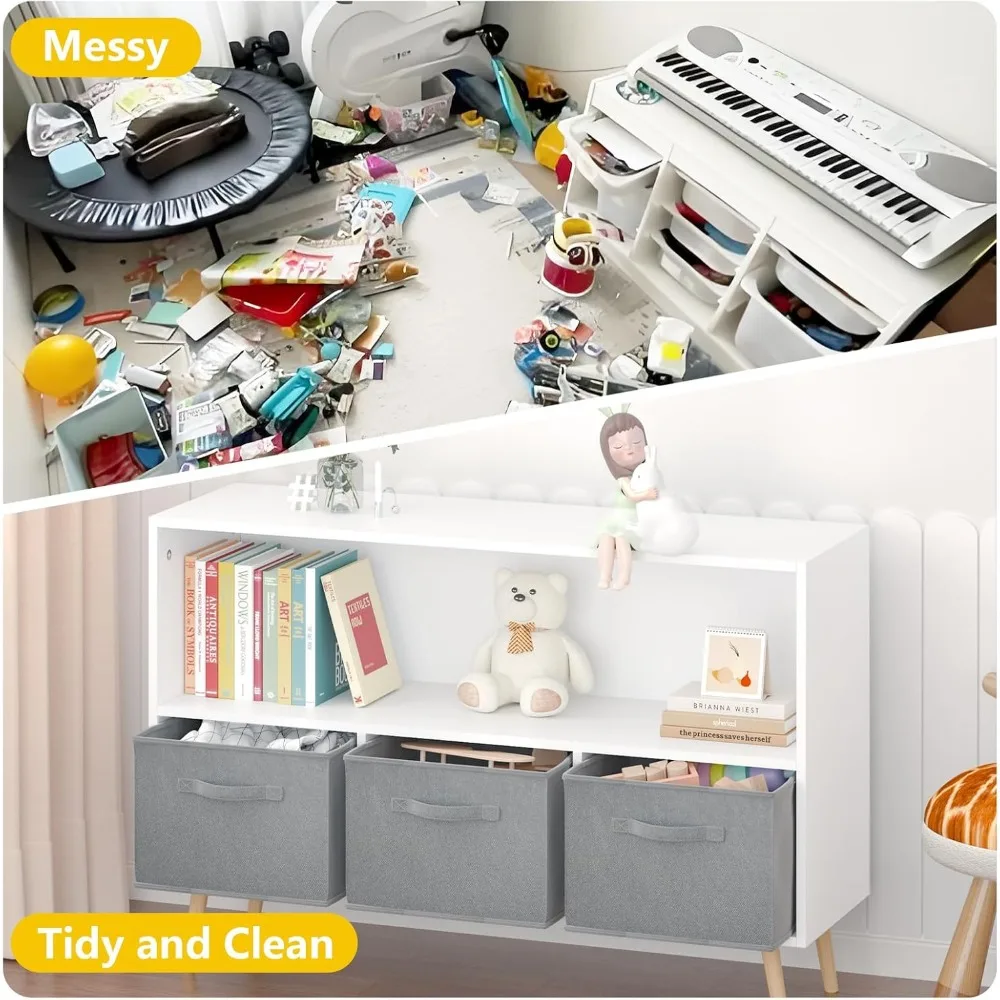 منظم ألعاب للأطفال متعدد الطبقات مع أدراج قماشية