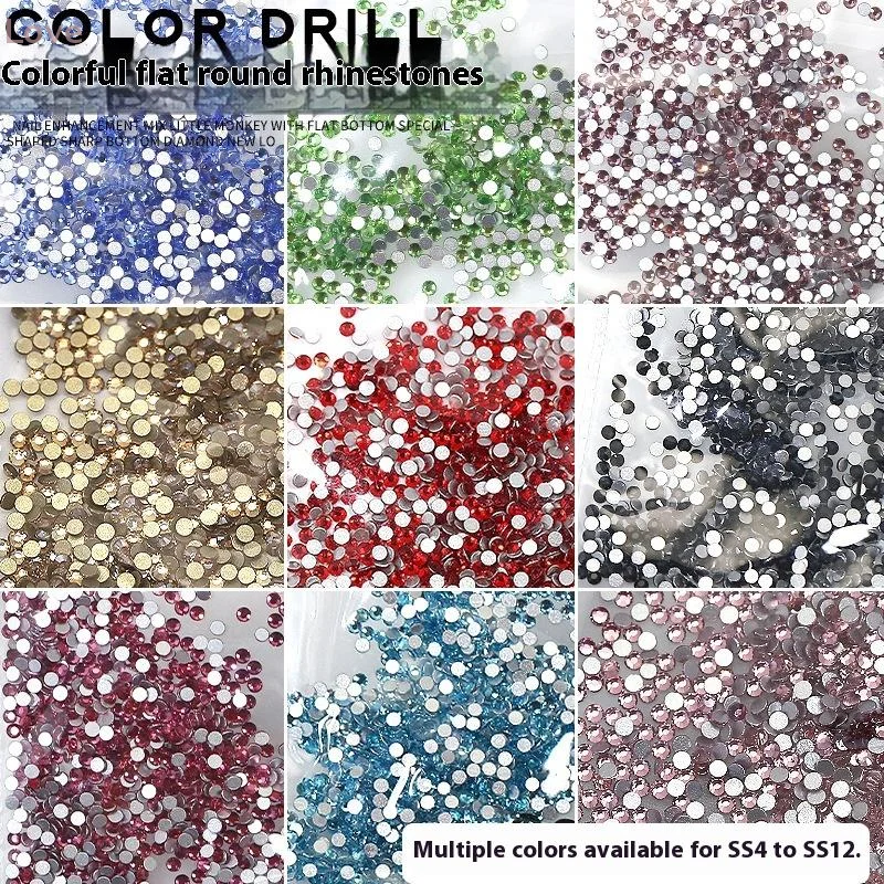 [L & P] 1440 قطعة مسمار الراين كريستال مستدير AB مسطحة القاع مسمار مسمار الأحجار الكريمة الزجاج AB ومجموعة واضحة مسمار الفن السحر DIY بها بنفسك