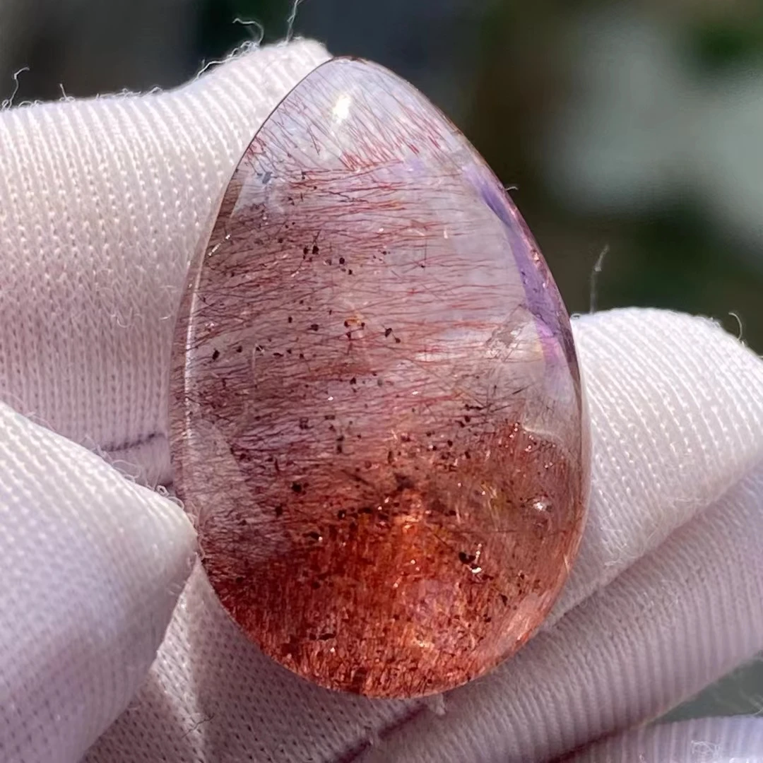 Natural Red Super Seven 7 Rutilated Quartz Pendant Water Drop 23*14*7mm Brazil Super Seven Necklace AAAAA