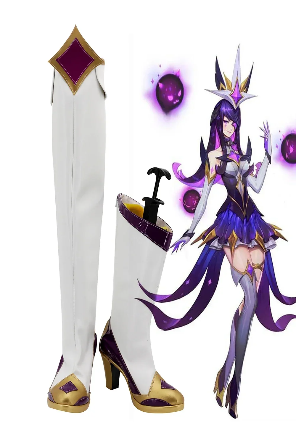 

Star Guardian The Dark Sovereign Syndra Cosplay Boots High Heel Black Shoes Custom Made