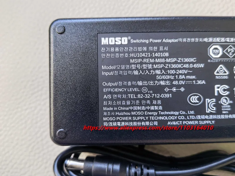 

Блок питания для видеорегистратора Hikvision, адаптер питания PoE, зарядное устройство MOSO, DC 48V 1.36A 65W, MSP-Z1360IC48.0-65W, HU10421-140108