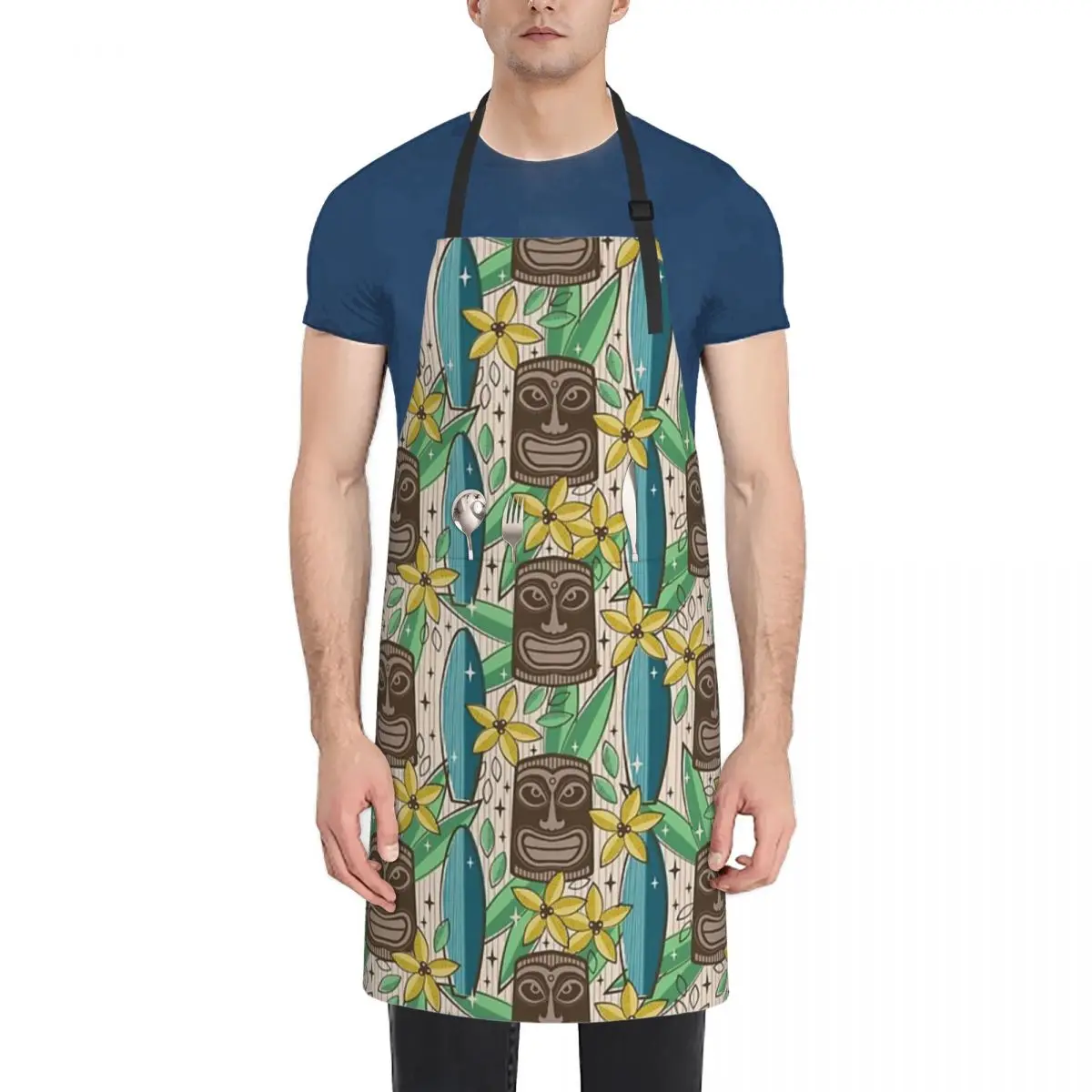 

Tiki Garden Fashion Dacron Kitchen Aprons For Woman Men Chef Work