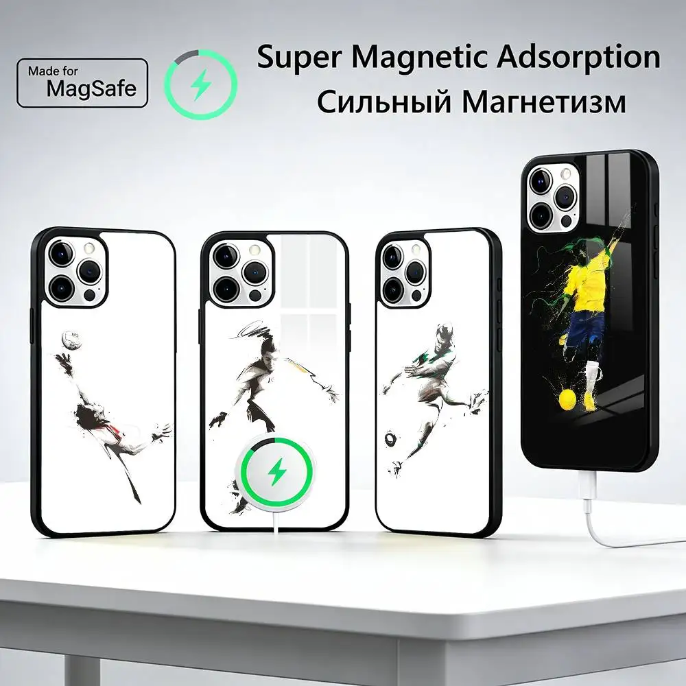 Abstract figure Soccer Support Phone Case For iPhone17,16,15,14,13,12,11 Plus,Pro Magnetic For Magsafe Wireless Charging