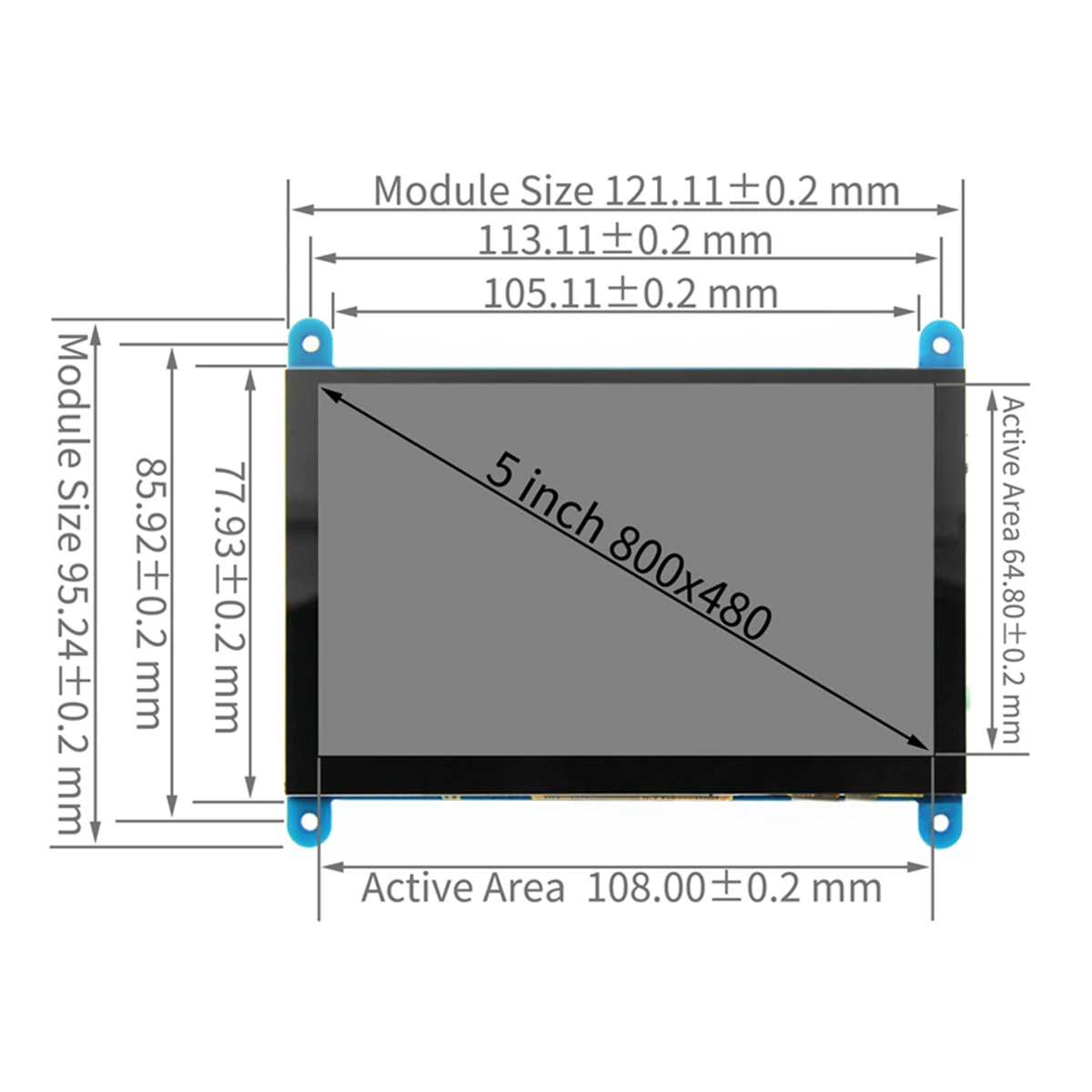 5นิ้วราสเบอรี่ Pi HDMI ดิสเพลย์หน้าจอสัมผัส capacitive USB สำหรับ3B ราสเบอร์รี่ Pi +/4B