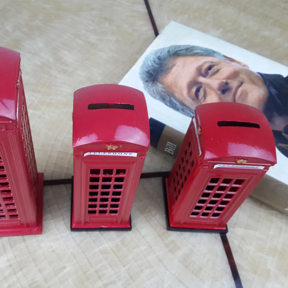 15 سنتيمتر الحديد لندن كشك الهاتف أصبع البنك حصالة خمر عملة صندوق الأمان الديكور لتوفير المال هدية حصالة على شكل حيوان