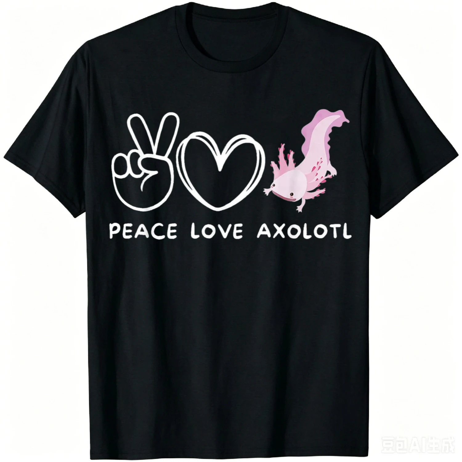 Peace, Love Axolotl Retro Axolotl Lover T-Shirt Unisex Summer Streetwear Tops Cotton Graphic T Shirts Camiseta Hombre