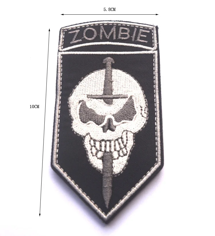 PVC Embroidery Reflective Material Zombie Hunter Patches BACK HAND Badge Tactical Military Decorative Appliques for Clothing