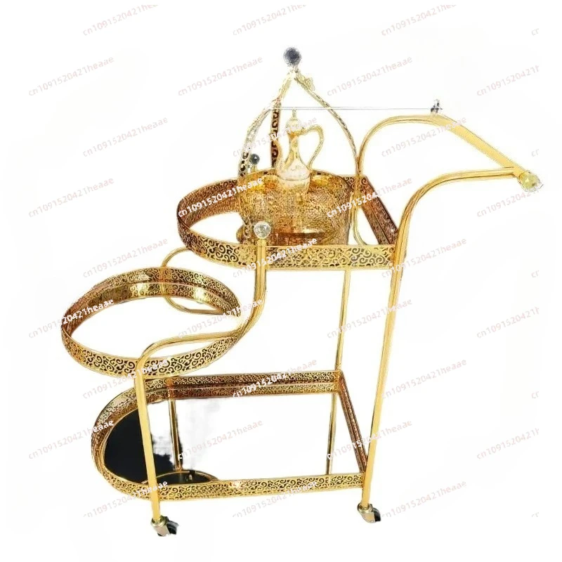 

Тележка для десертов в стиле ретро, подходящая для ресторанов и кафе, для подачи еды и чая, в стиле высококлассной роскоши, вдохновленная Ближним Востоком.