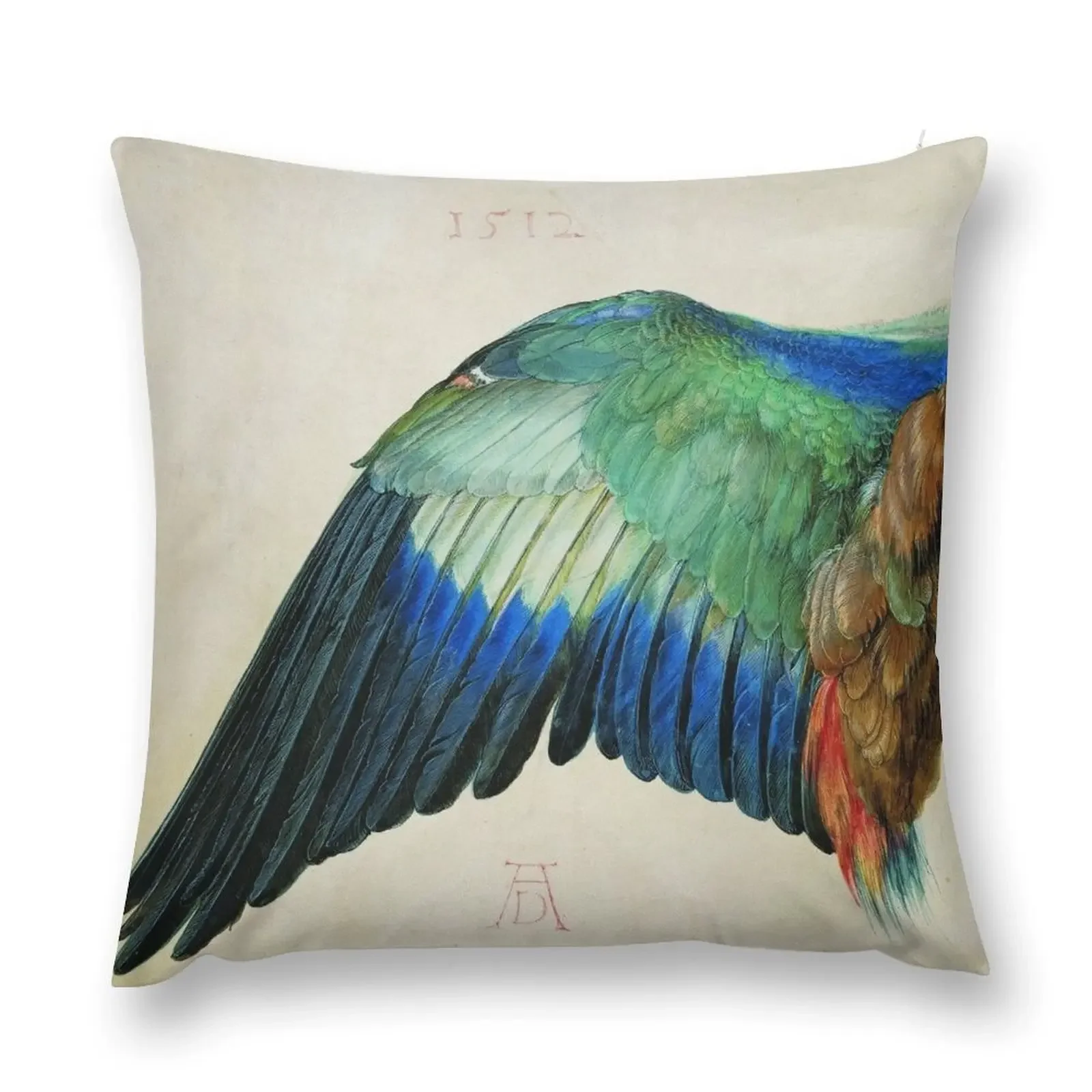 Albrecht Dürer - Wing of a Roller 1512 Throw Pillow Pillow Covers Decorative Cushion Cover Luxury pillow