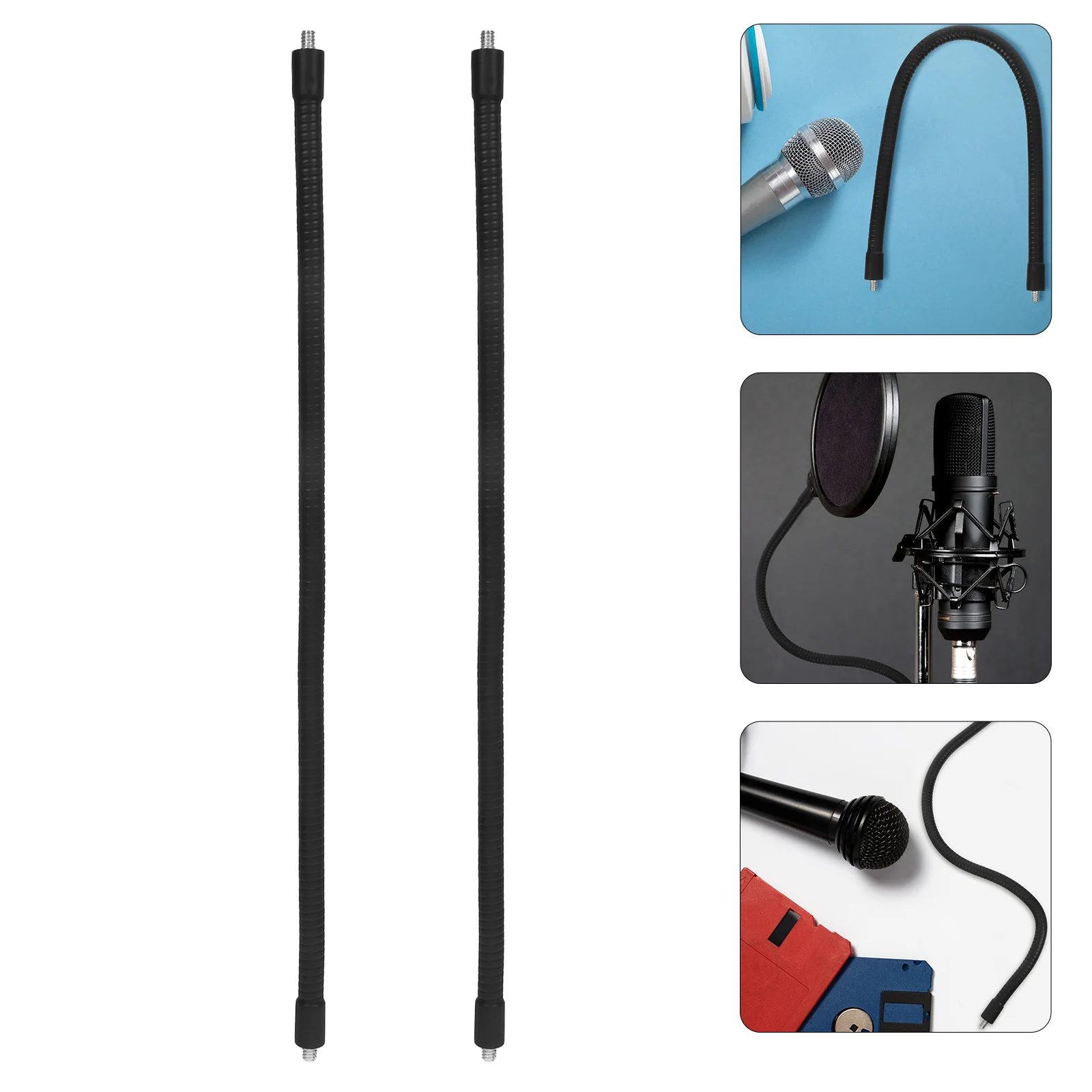 

2Pcs Gooseneck Mic Stand Arm Adjustable Dual Head Flexible Extension Tube for Phone Microphone 4 Threaded Rod