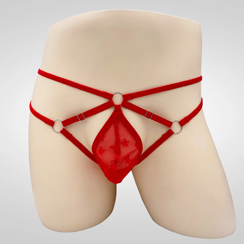 Mans Panties Thong Men's U Convex Sexy Underwear Transparent Buttocks Low Waist Fashion G-string Underpants