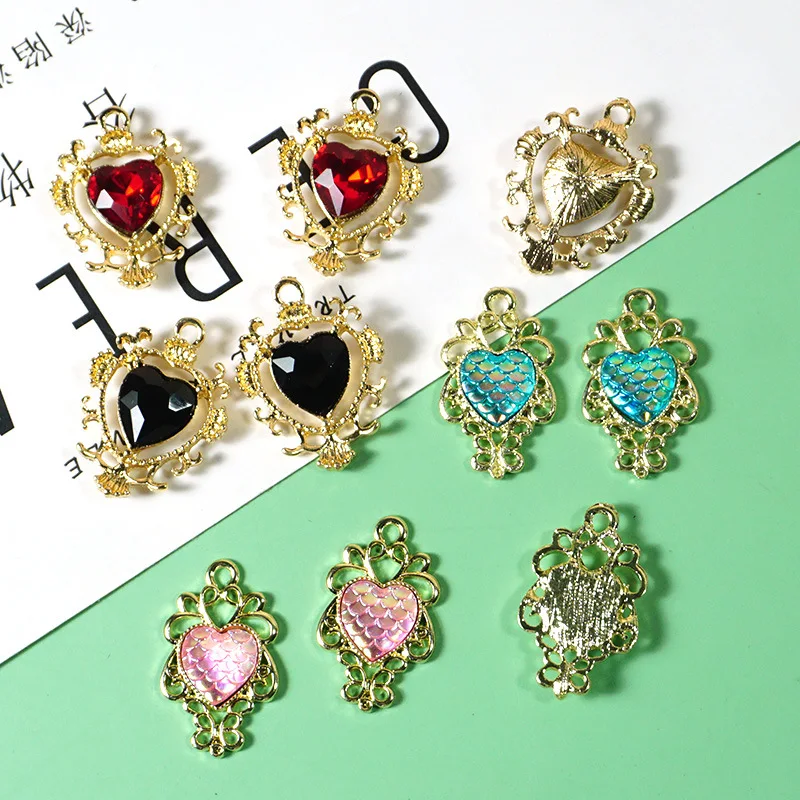 Best Baroque wind set diamond Heart Alloy Accessories diy Crystal drop glue mobile phone case pendant material bag