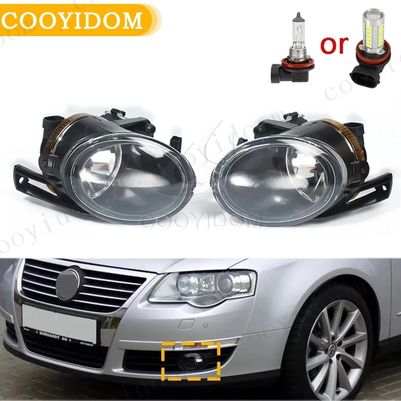 Car 12V 55W Front Bumper Fog Car Lights Driving Lamp For VW Passat B6 2006 2007 2008 3C0941699 700A lamp Assembly car-styling