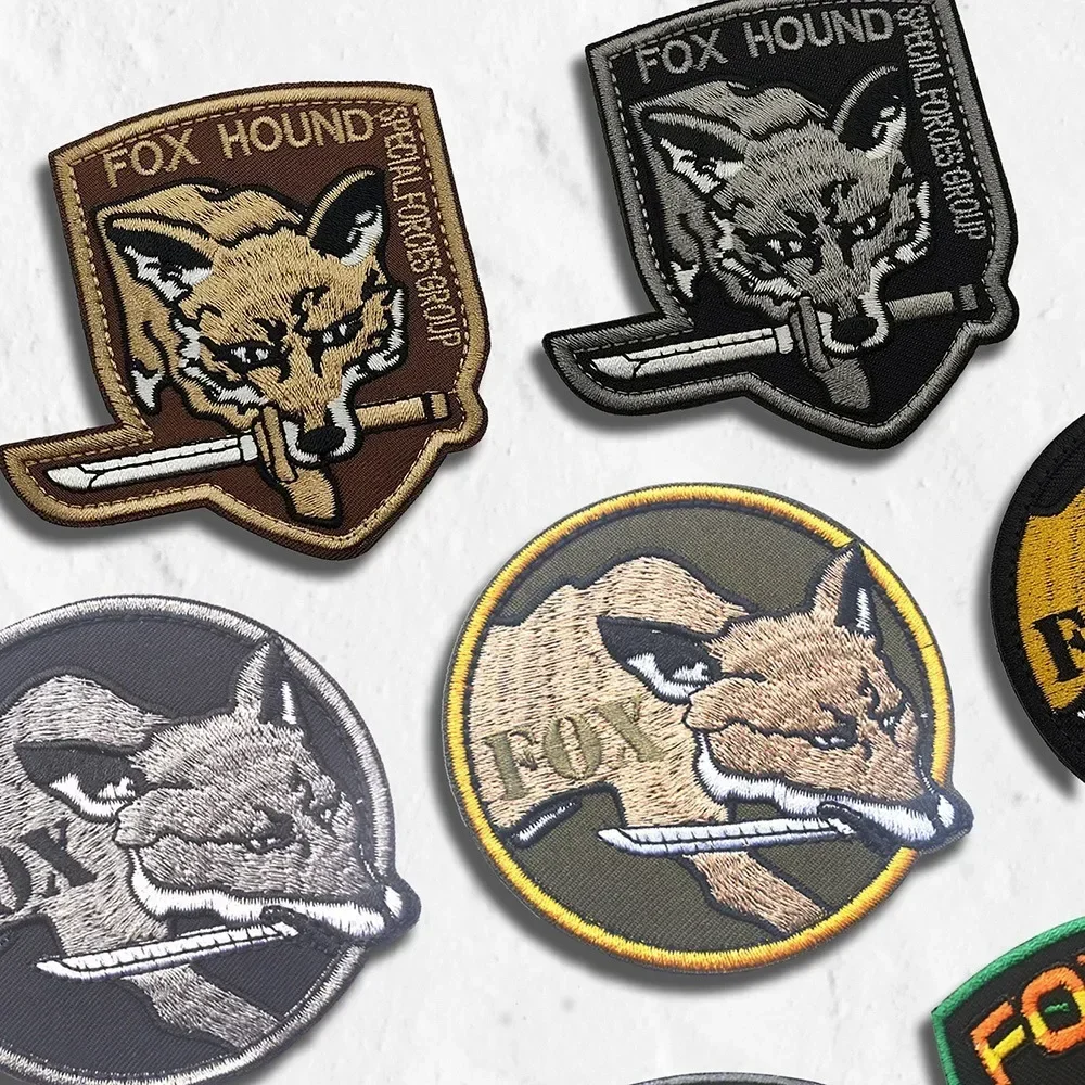 FOX Hound Embroidery Patch Hook and Loop Applique for Clothes Tactical Morale Armband Jacket Jean Badges Backpack Hat Decoration