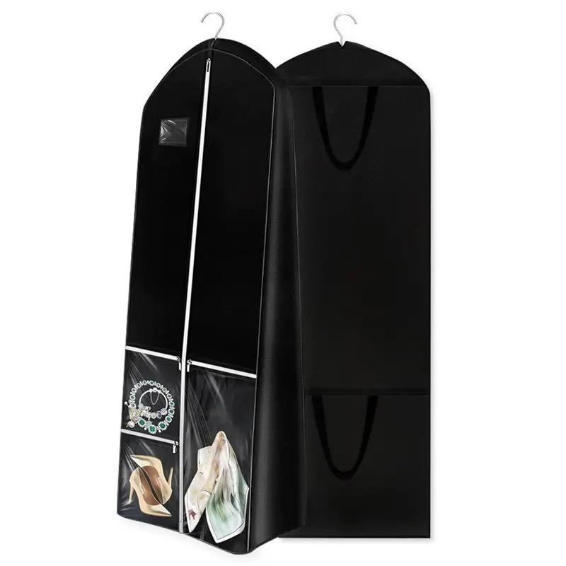 A67P-Dress Garment Bags, Long Garment Bag For Travel, 70'' Wedding Dress Cover With Handle, Foldable Clothing Bag