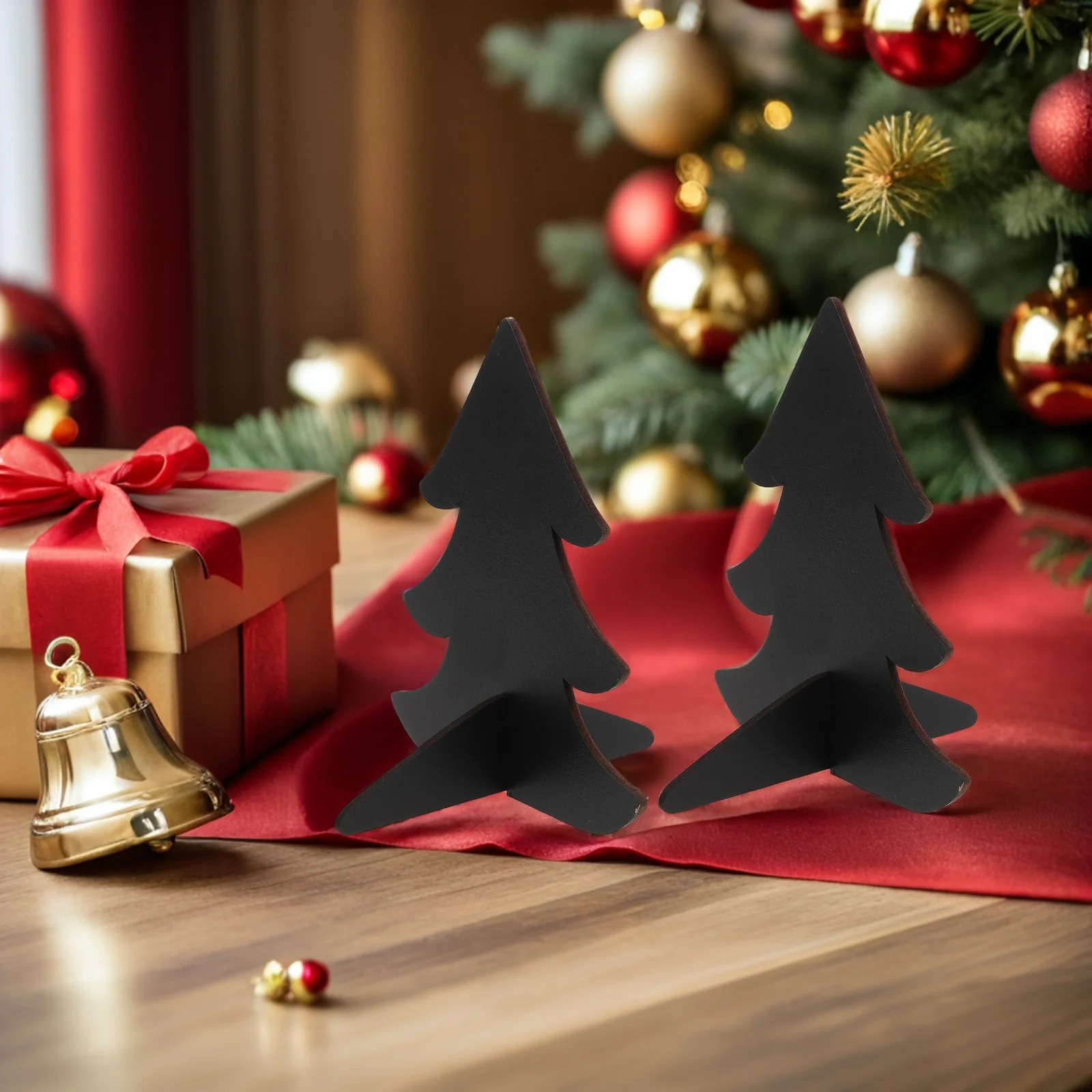 12Pcs Mini Chalkboard Signs Christmas Tree Small Blackboard Wood Tree Decoration Double Sided Erasable for Wedding Table Numbers