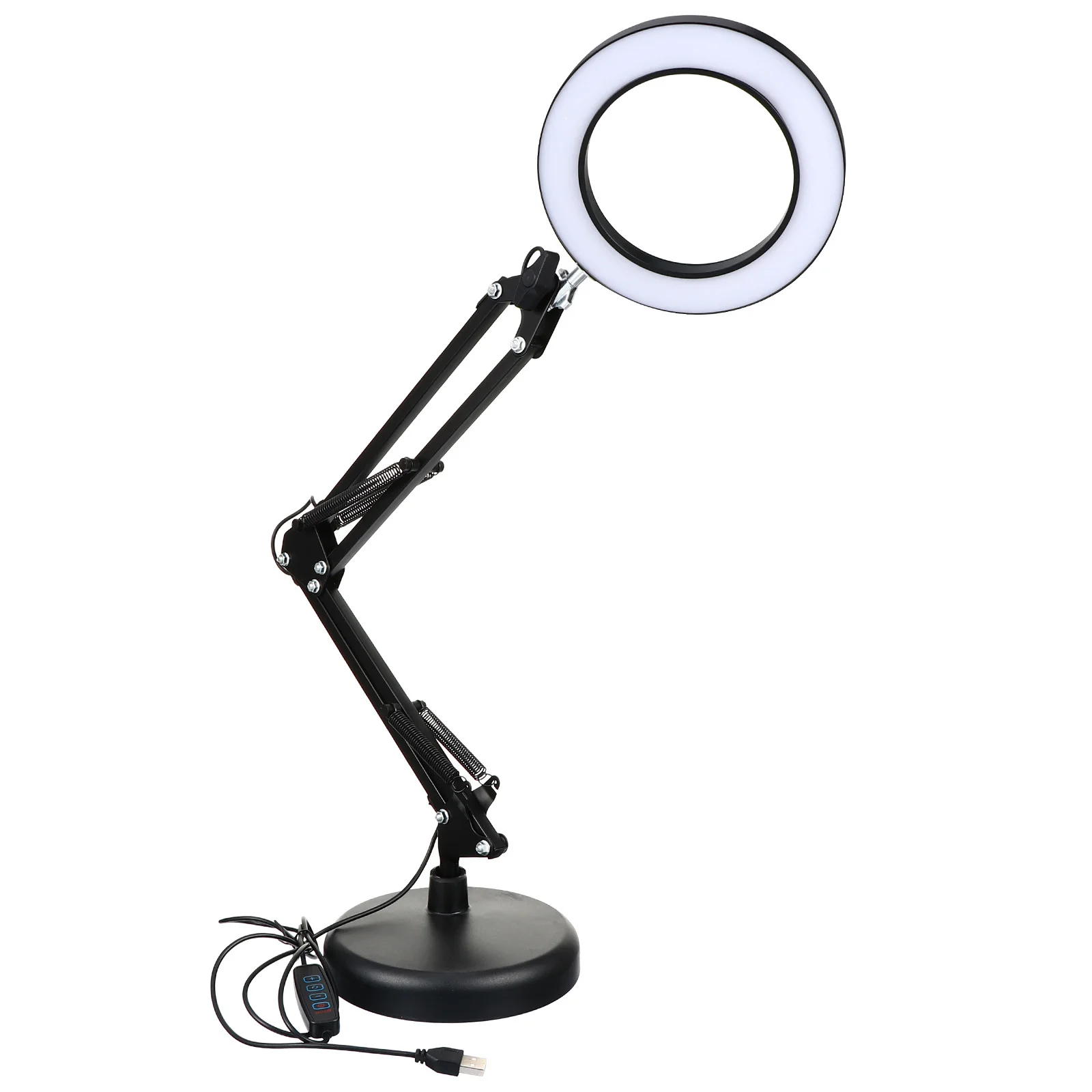 1Set LED Magnifying Lamp 5X Magnifier with Natural Light Protection for Beauty Facial Use Shadow Free Multi Angle Lighting