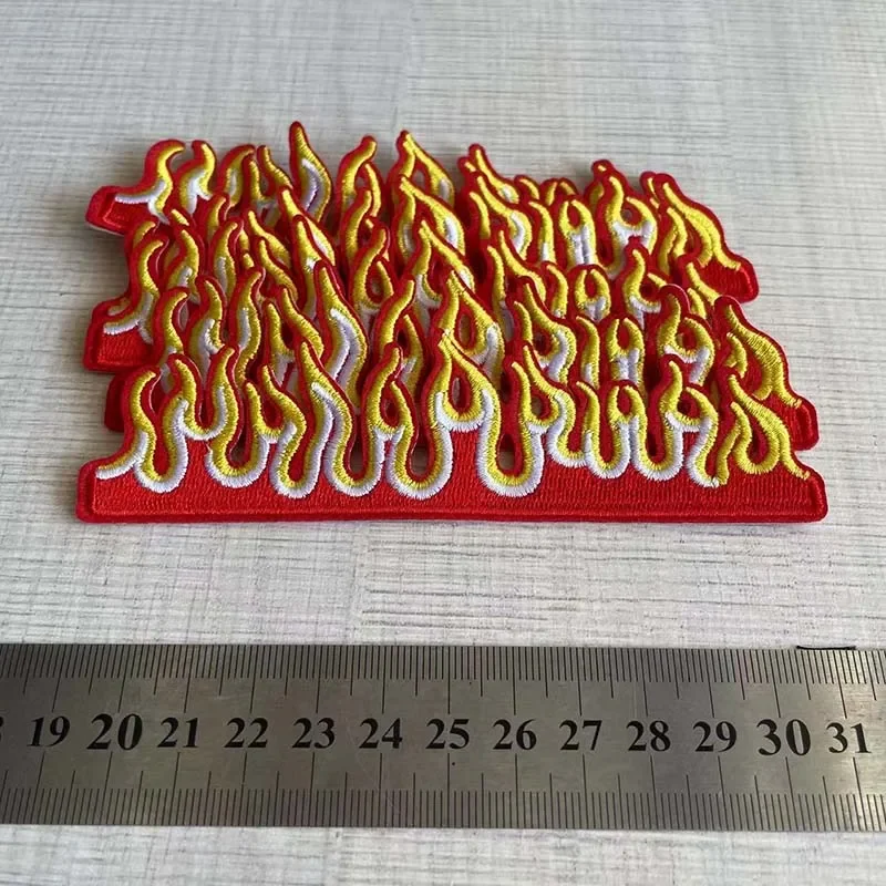 5PCS/2.5*3.5CM The Flame Applique Clothes Stickers,Fabric Bonfire Embroidery Iron On Patches Decoration for Clothing,shirt