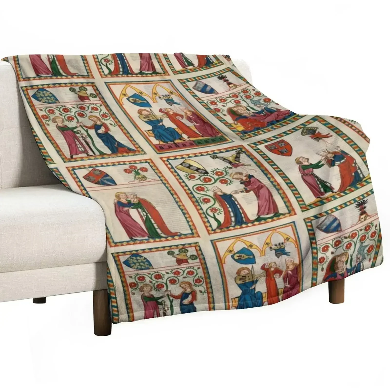 Codex Manesse Throw Blanket blankets and throws Bed Fashionable Multi-Purpose Blankets