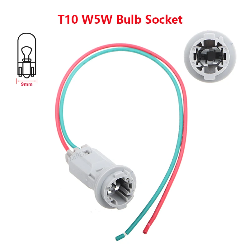 

1x For Toyota RAV4 Land Cruiser Prius License Plate Light Socket T10 Bulb Holder Adapter With 2 Wires Connector Accessories