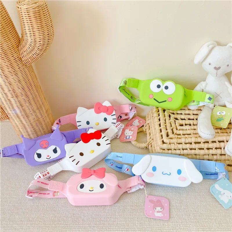 Anime Hello Kitty sanhos Bags Cinnamoroll Chest Bag Gel di silice Cartoon Cute Kuromi Crossbody Travel For Children Sport Toy Kids