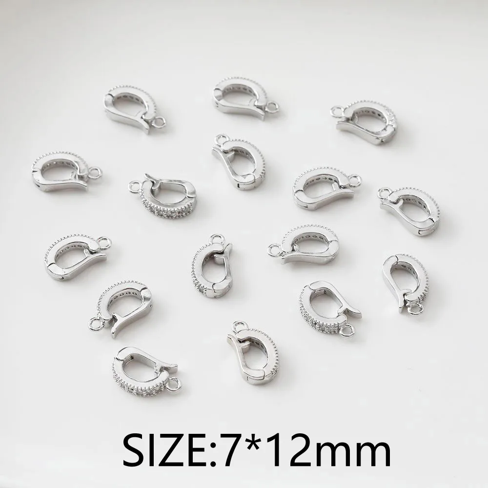 4PCS Dainty Necklace Bracelet Clasps Cubic Zirconia Buckle Jewelry Making Supplies DIY Brass Accessories 14k Gold Plated