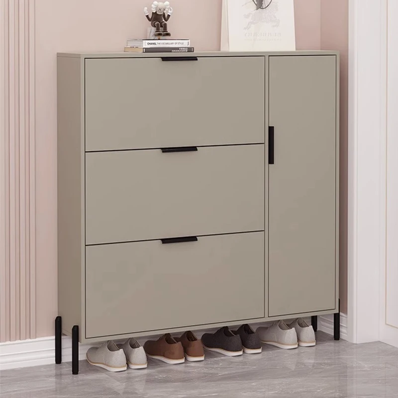 ตู้เก็บรองเท้าแบบหมุนได้สำหรับห้องนั่งเล่นที่บ้านสไตล์โมเดิร์น  ชั้นวางรองเท้าไม้