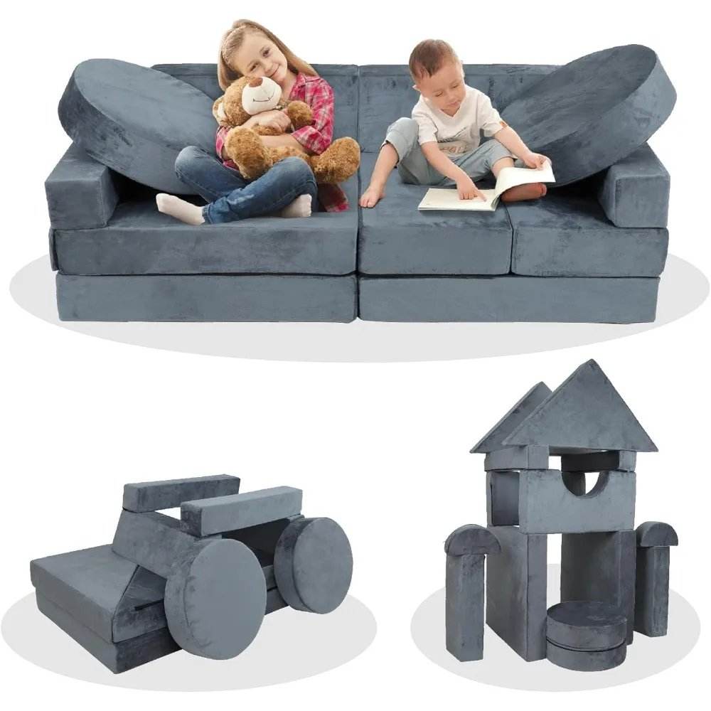 

14pcs Kids Sofa Modular Play Couch,Boys and Girls DIY Creativing Playroom Couch Furniture, Floor CushionChild Sectional Sofa