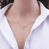 Nouveau Simple lune étoile pendentif collier ras du cou Simple couleur or alliage breloque chaîne Collares collier pour femmes bijoux de fête 6