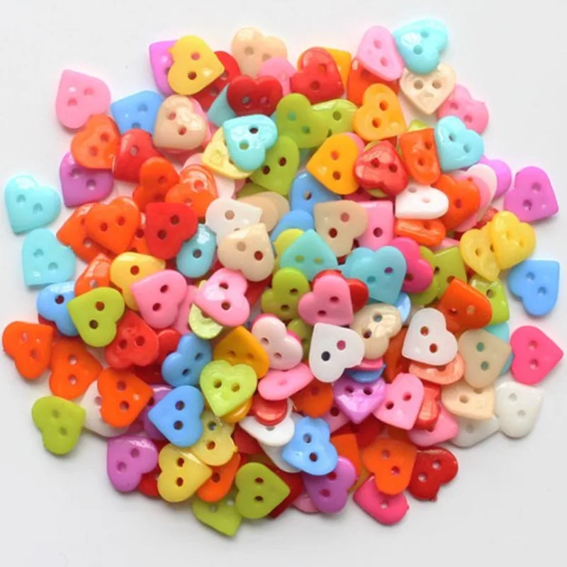 100 pz 2 fori bottoni a cuore decorazione Color caramella cucito mestiere Flatback cucito Scrapbooking bottone fai da te