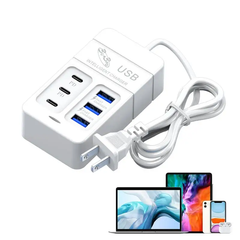 USB 6-Port-Ladestation Multiport USB-Ladegerät 35W/3A Desktop-Lade-Erweiterungsstation USB-Hub-Adapter USB Typ C-Ladegerät