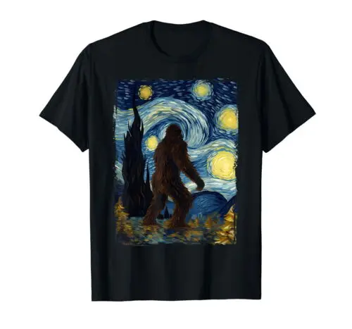 Bigfoot Shirts For Men Women - Bigfoot Starry Night Van Gogh T-Shirt