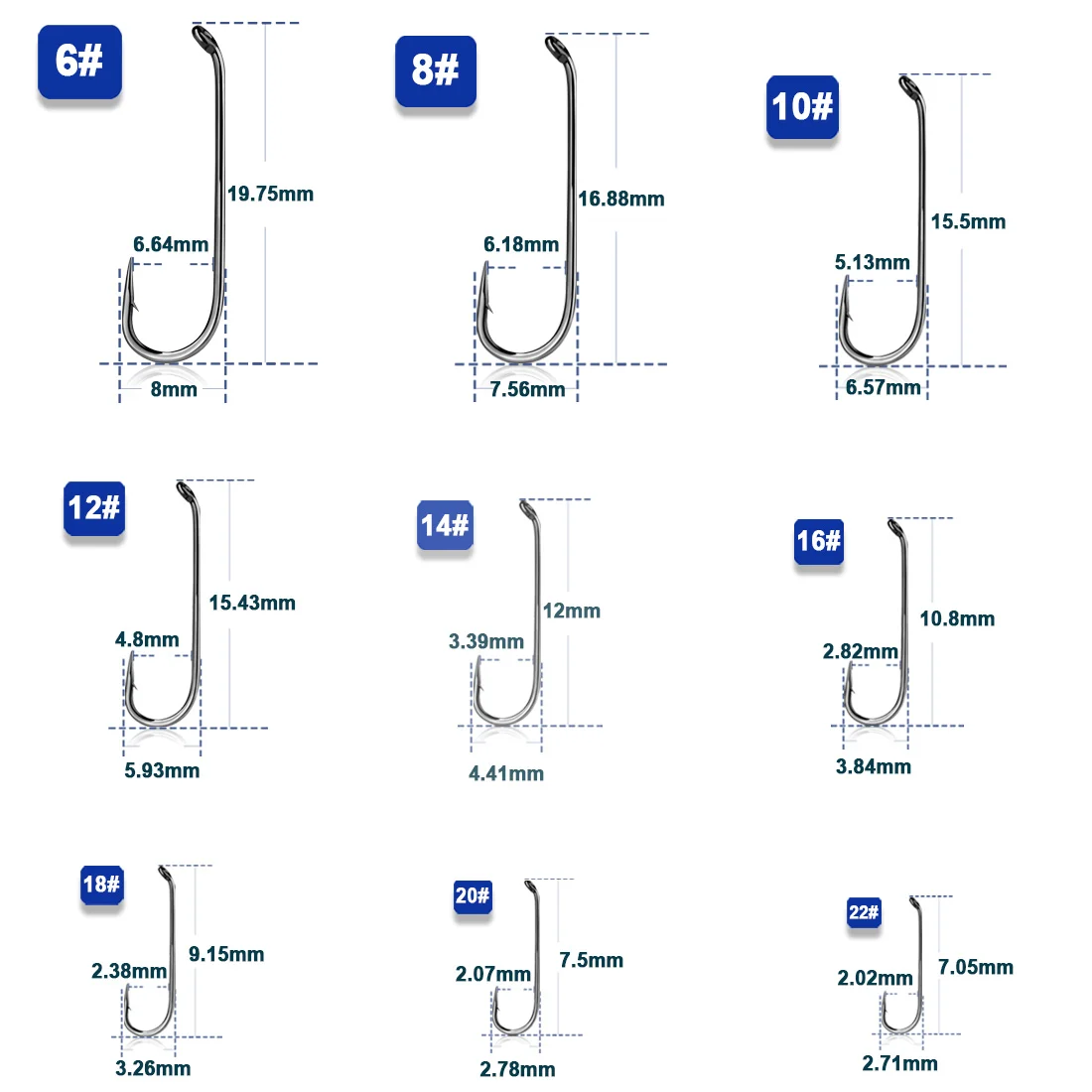 9KM Fly Fishing Hooks Micro Barbed Jig Hooks Fly Tying Materials Dry Nymph Strimp&Pupa Pupa Hooks Barbed Fishing Tackle 50Pcs
