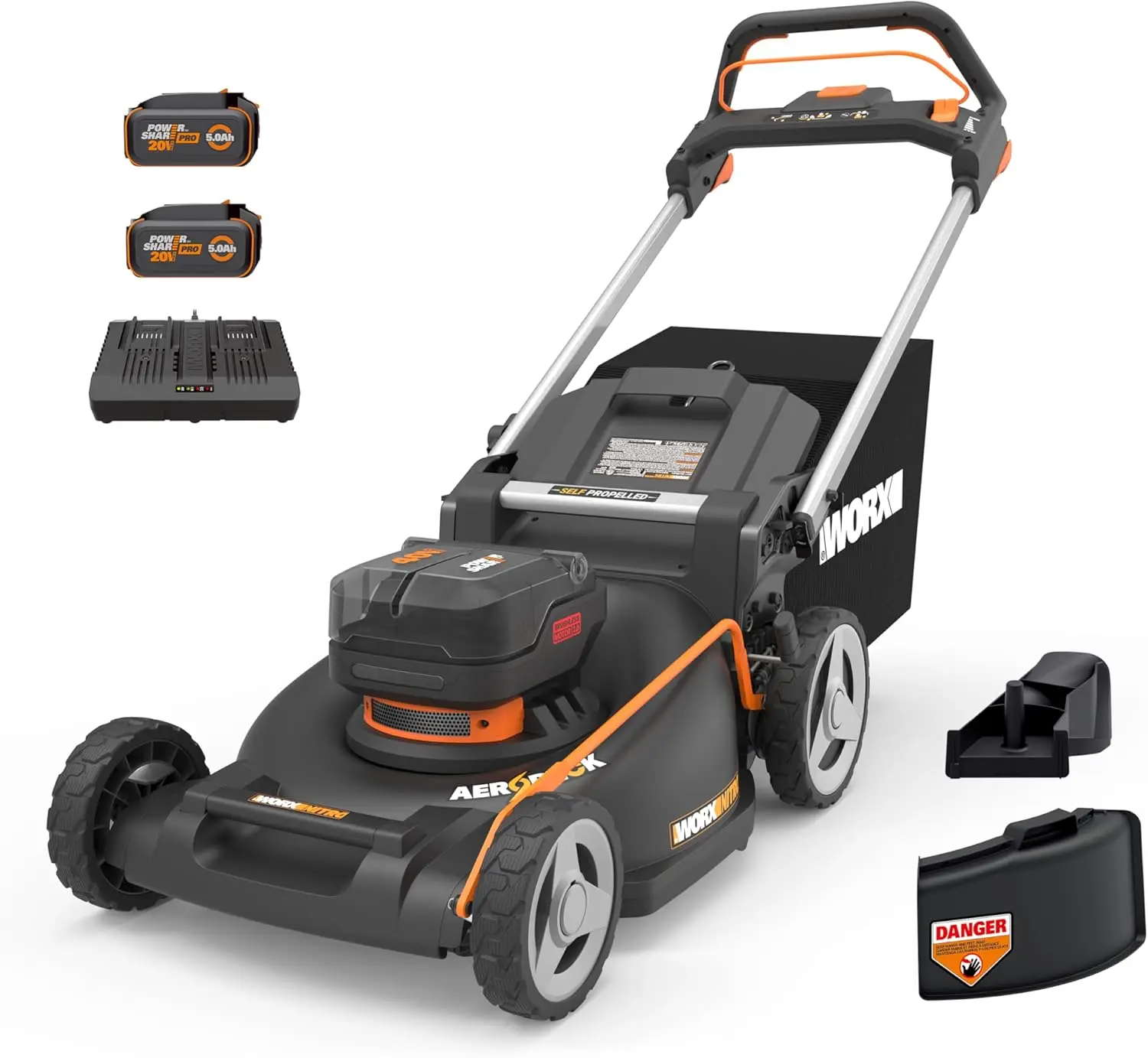 

Worx Nitro 40V 21" Self-propelled Lawn Mower w/Aerodeck & IntelliCut,Battery Lawn Mower with Variable Speed,Durable Cordless Law