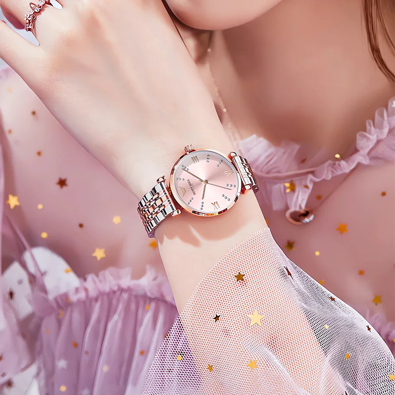 Luxury Accessories For Women Watches Simple Elegant Lady Watch Stainless Steel Metal Women'S Wrsiwtwatch Relogio Feminino Saati