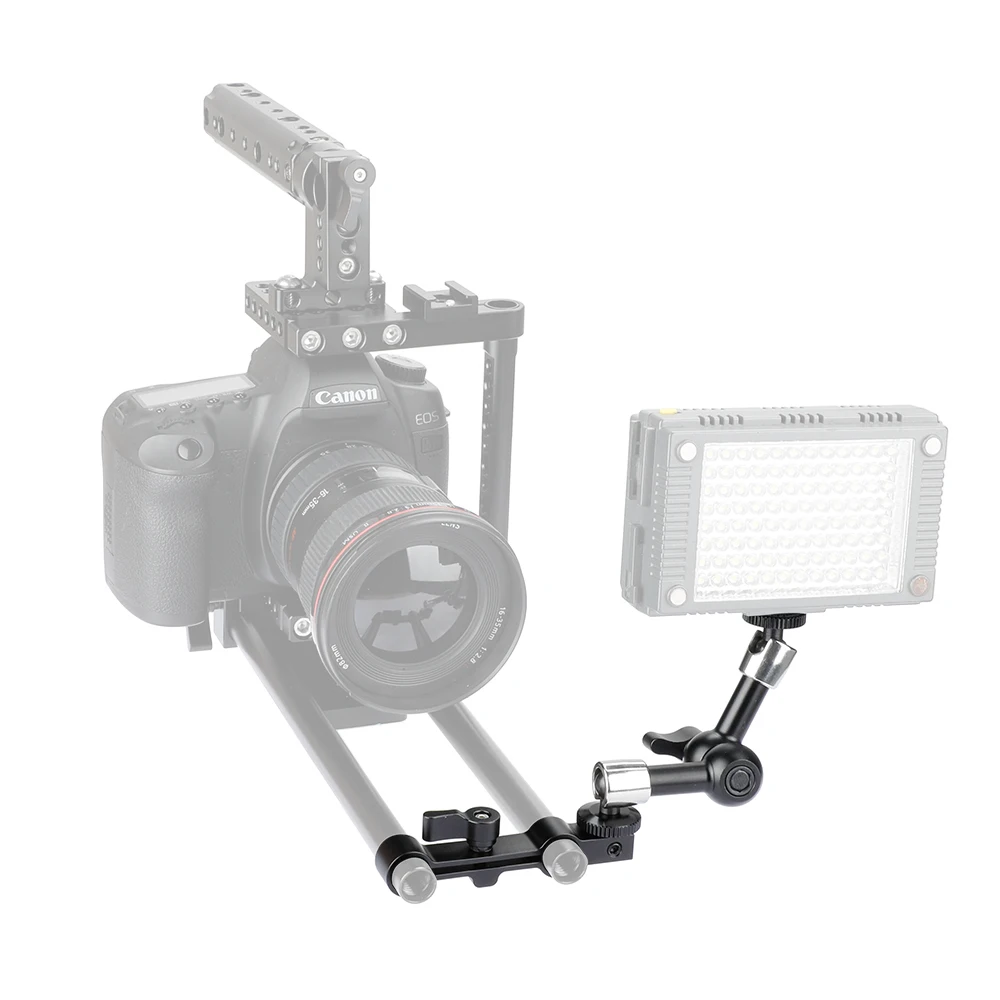 Braço mágico articulado flexível HDRIG de 7" e braçadeira de haste dupla de 15 mm com 360 °   Giratório e 90 °   Cabeça esférica inclinada para acessórios de câmera