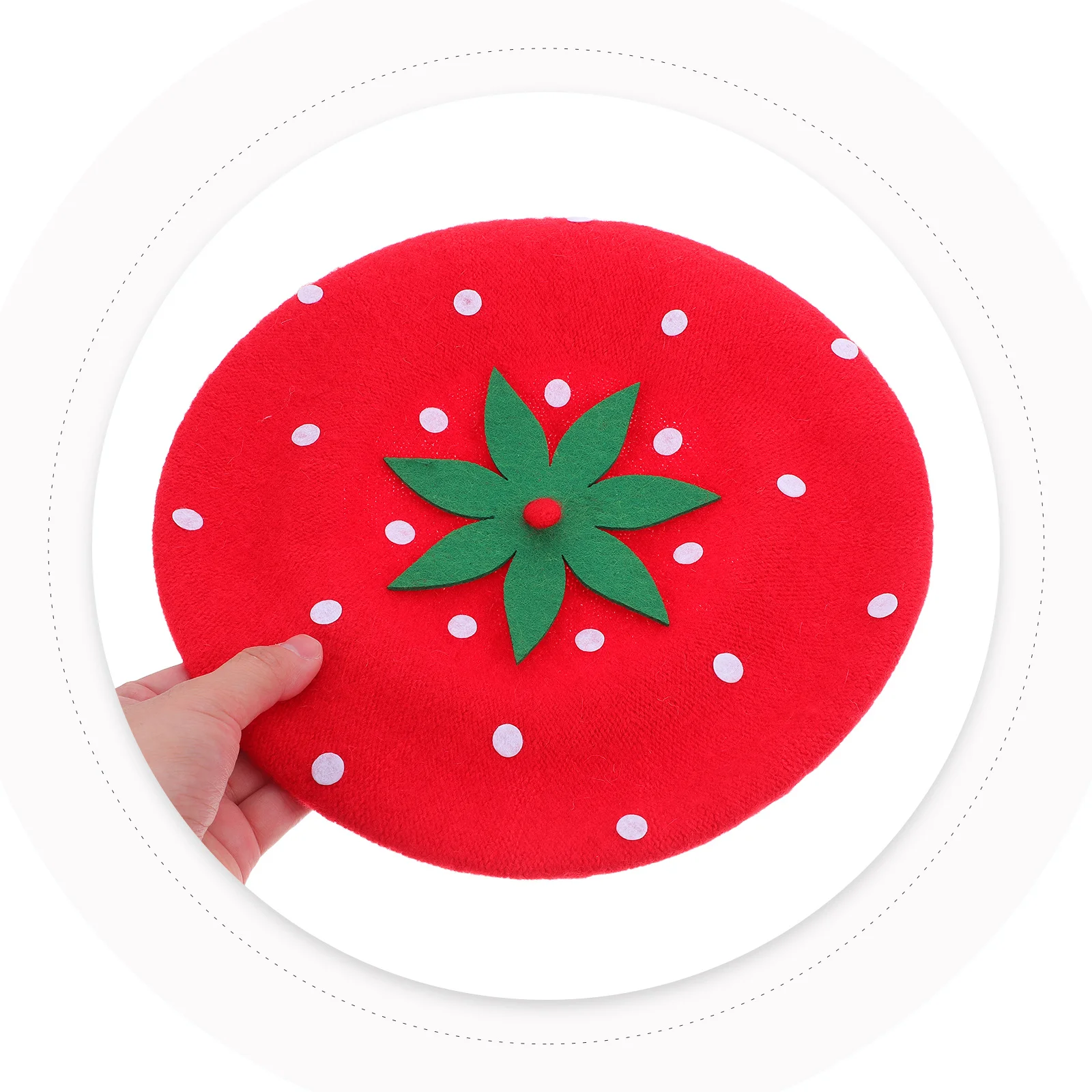 

1pcs Strawberry Beret Hat Cute Wool Blend Cartoon Warm Party Headdress For Women Birthday Costume Fruit Hat Accessory