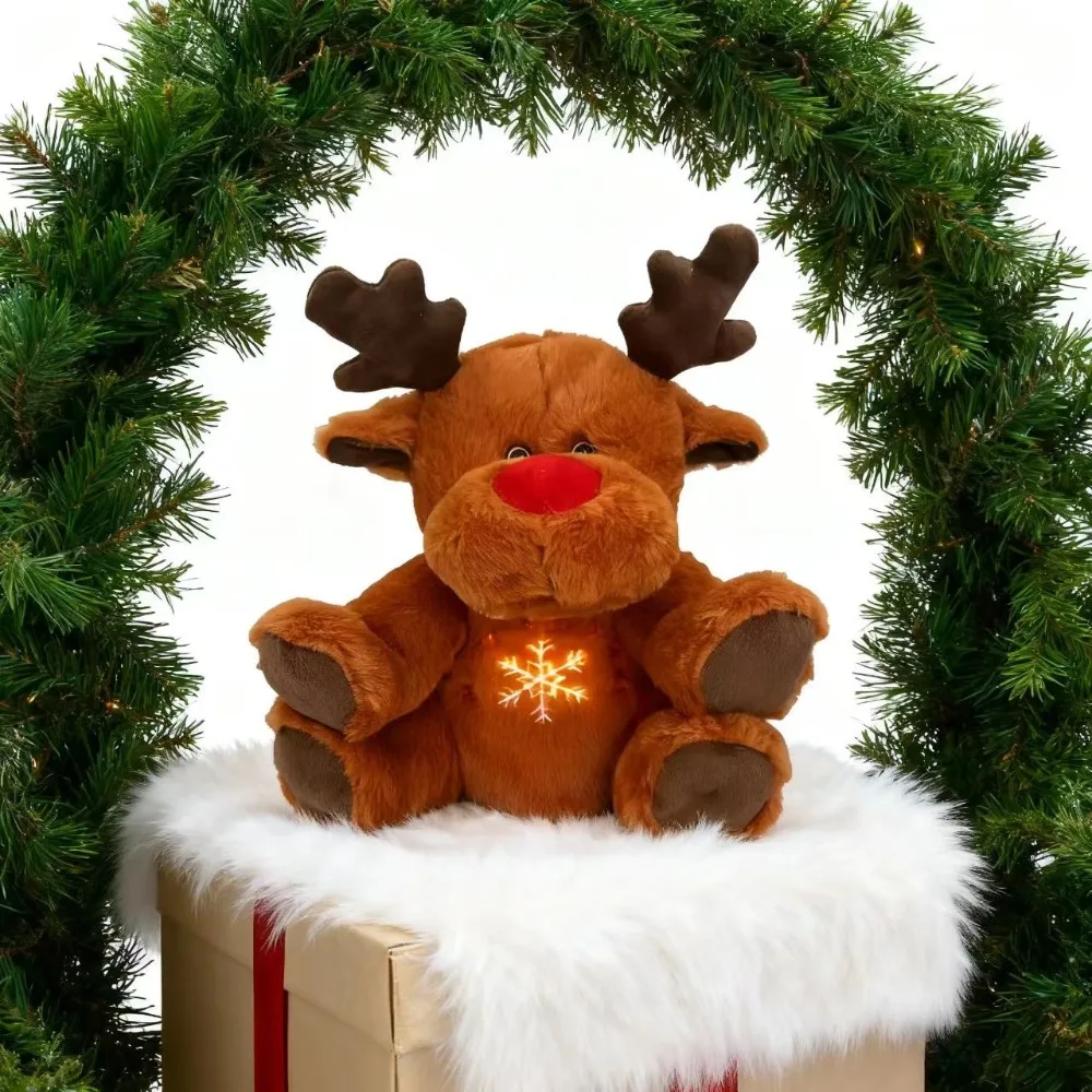 Jouet en peluche d'orignal Musical lumineux de 32cm, Animal en peluche doux, poupée de renne, peluche apaisante, décoration de noël, cadeau pour garçons et filles
