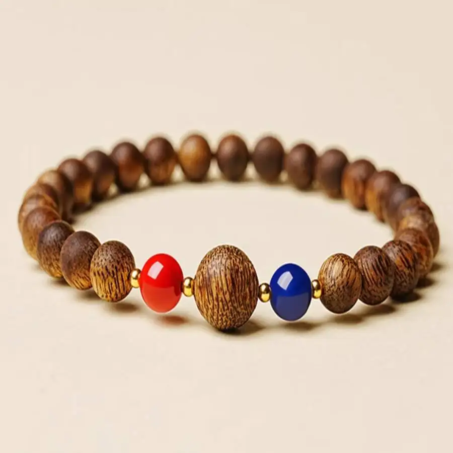 Handmade eaglewood beads bracelet,lapis lazuli men's cuff button bracelet,Ramadan prayer bead,women's meditation,holiday gif view 2