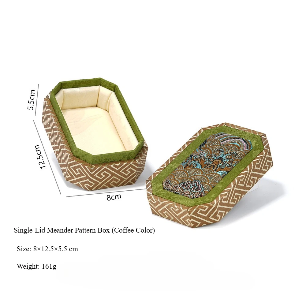 Chinese Style Brocade Jewelry Box Wave Pattern Heaven&Earth Cover for Curio Bracelet Storage Gift Packaging,Jewelry Display Box