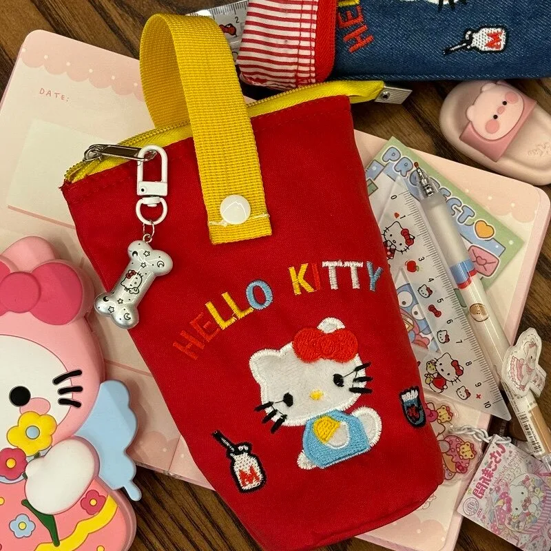 

Cute Hello Kitty Embroidered Pen Bag Cartoon Handheld Makeup Phone High Beauty Fashion Portable Bag Girlfriend Gift Wholesale