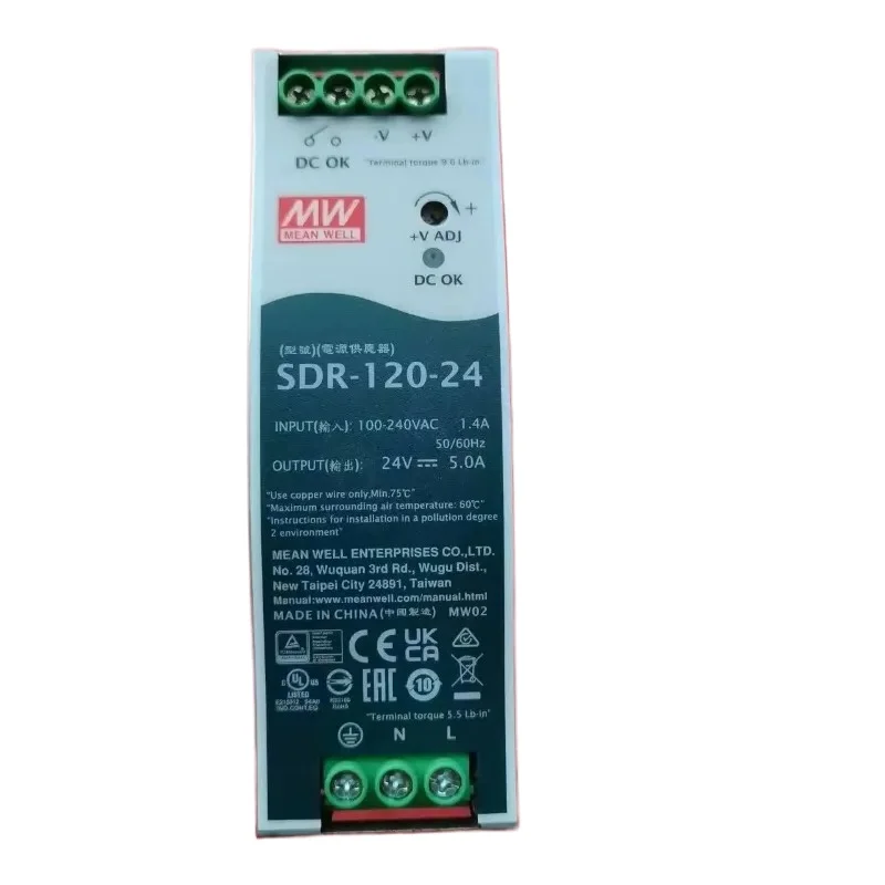 

MEAN WELL SDR-120 Series 120W Single Output Industrial DIN Rail Power Supply with PFC Function Suitable for Various Applications