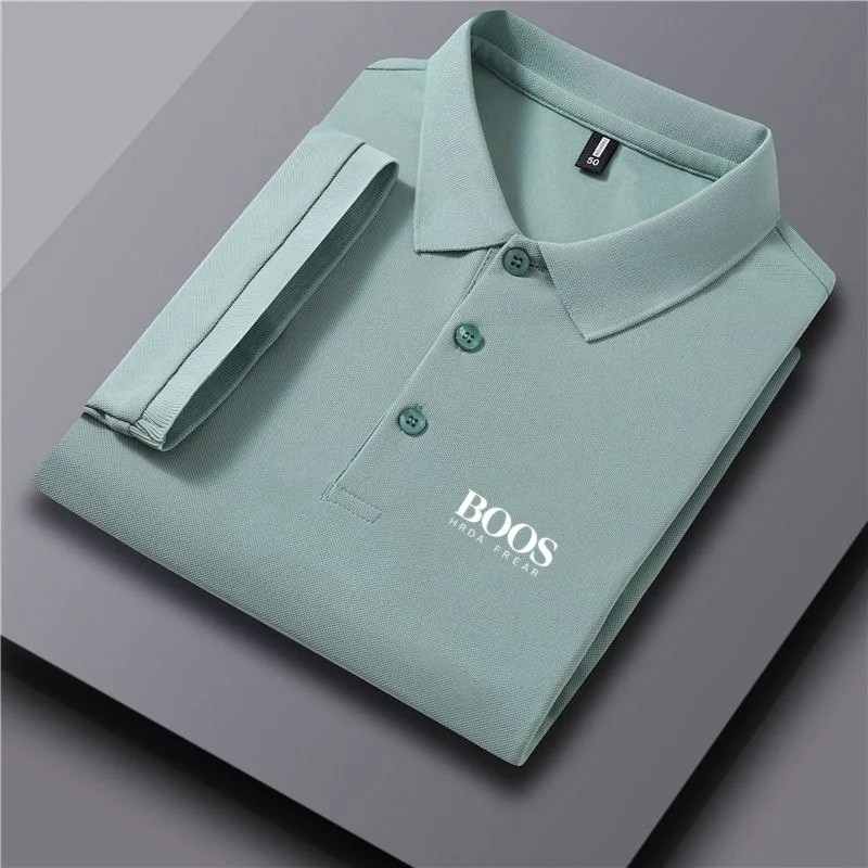 New summer high-quality short sleeved polo shirt for men, fashionable, casual, comfortable, breathable, sweat absorbing top