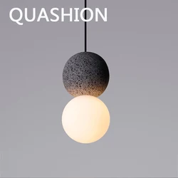 LED Pendant Lights Nordic New Single Head Chandelier to Bedroom Bedside Lighting Sconces Creative Cement Home Decors Wall Lamps