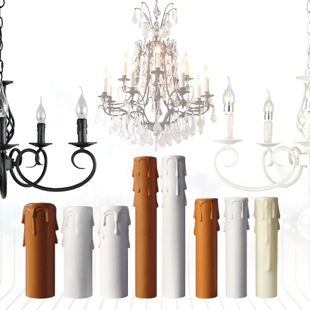 10pcs Black White Yellow Light Tube Plastic Candle Lamp Holder Bulb Base Candle Lamp Base Sleeve Candle Bulb